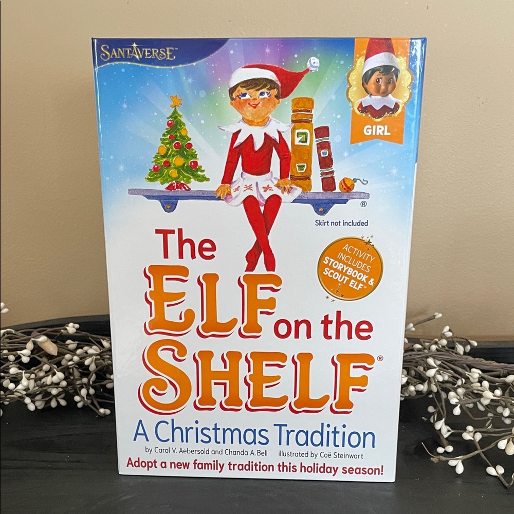 NIB Set Scout Elf on the Shelf: A Christmas Tradition (Girl-Brown Eyes) w/Book
